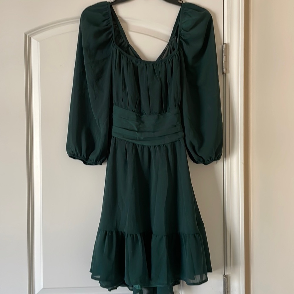 Green dress with bow in back